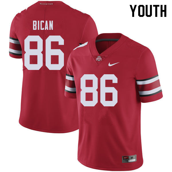 Ohio State Buckeyes Gage Bican Youth #86 Red Authentic Stitched College Football Jersey